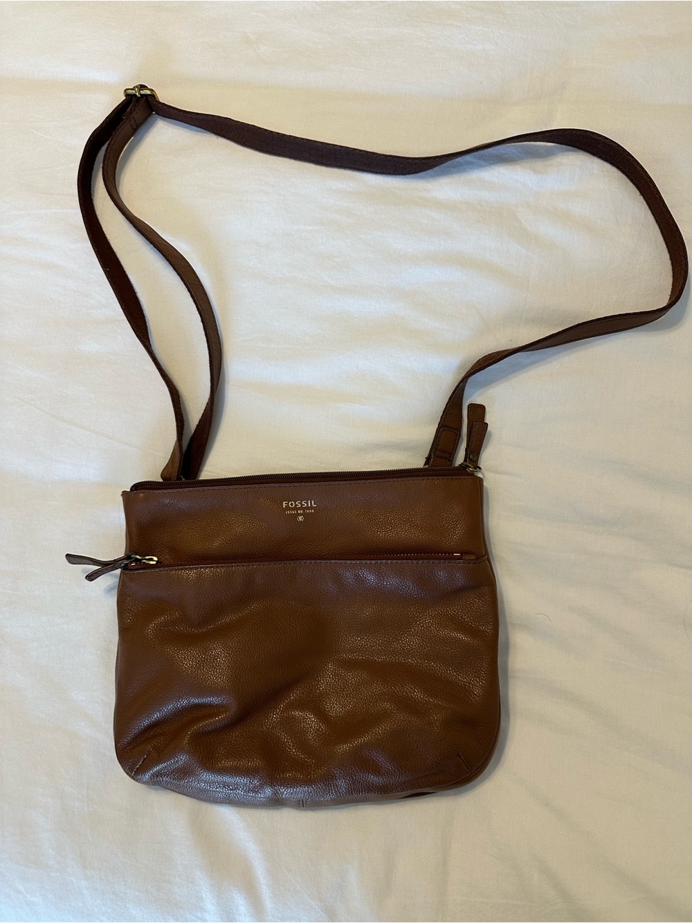 Fossil Cognac Brown Leather Crossbody